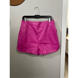 Cotton Bleu Women's Pink Faux Leather Casual Short Size Large